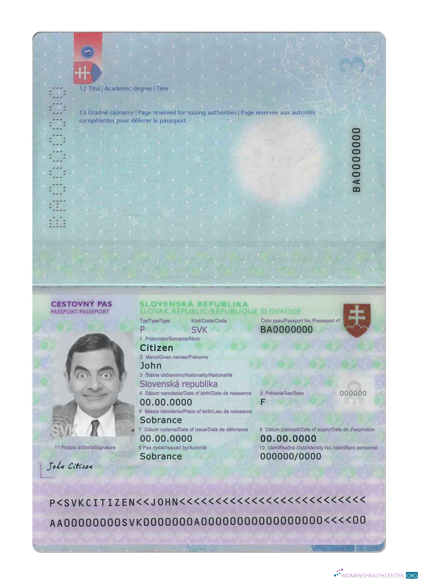 Download Slovakia passport version 3 Photoshop template